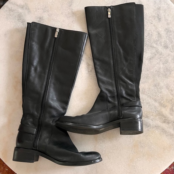 Vince Camuto | Shoes | Vince Camuto Volero Black Zip Leather Riding ...